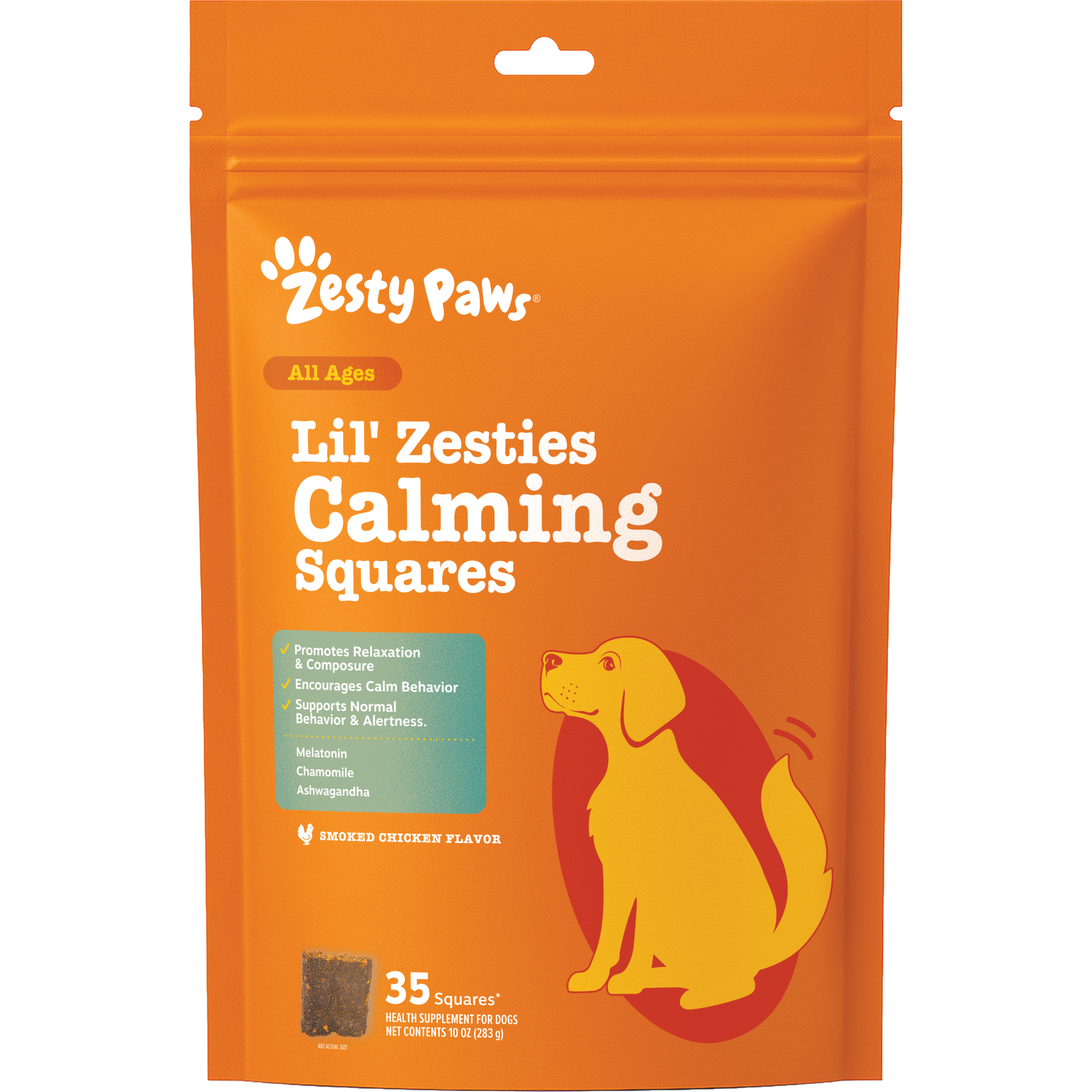 810030590507_ZP_Dog_LilZestiesCalmingSquares_SmokedChicken_10oz_Pouch_02-PR1-04810_v1_Front.png